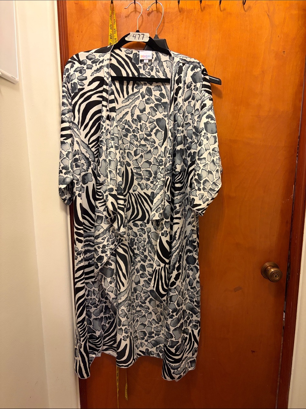 LuLaRoe Black, White and Gray Animal Print Long Sleeve Dress